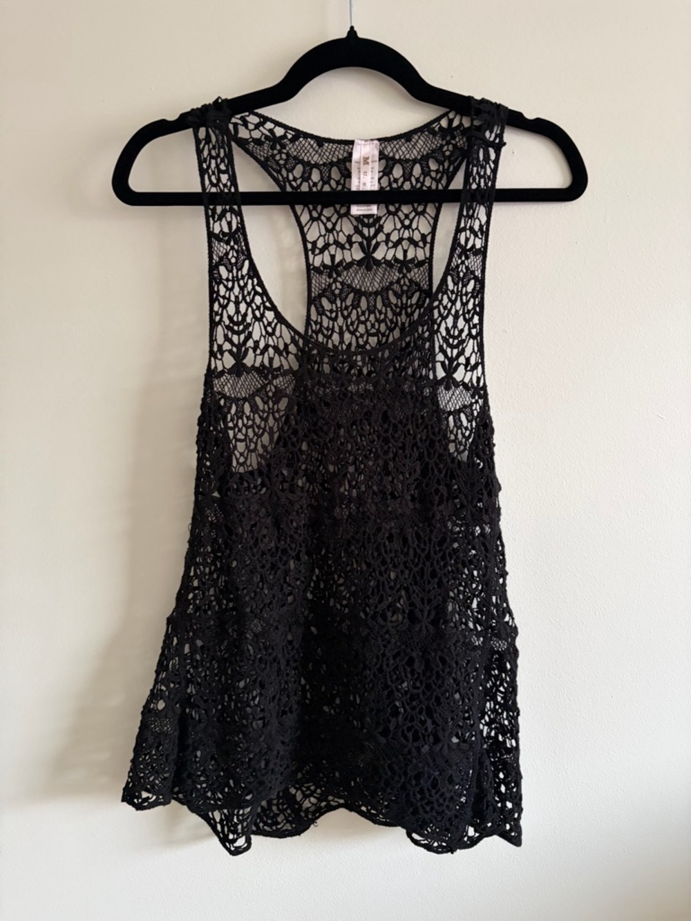 Black Crochet Racerback Tank Top - Women's Casual Layering Top